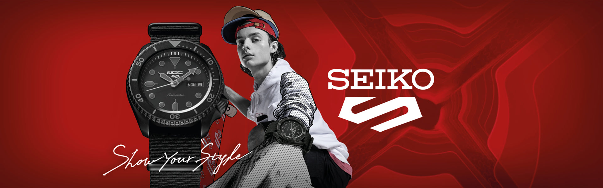 Banniere seiko tempka rouge montre SRPD63K1