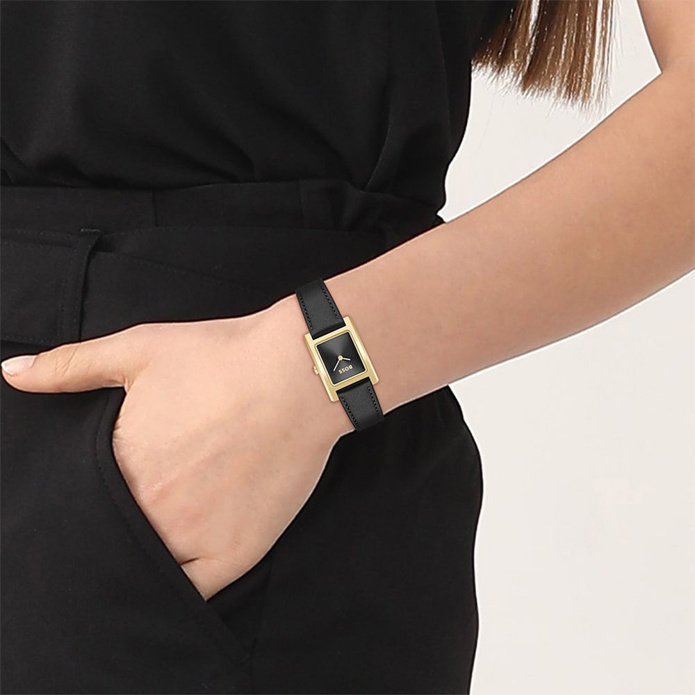 BOSS Montre BOSS Femme Lucy en Cuir Noir 1502742