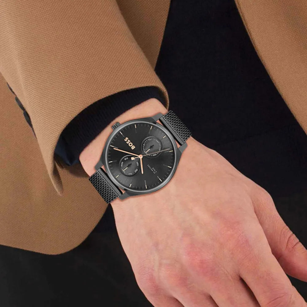 BOSS Montre BOSS Homme Business en Acier Milanais Noir 1514105