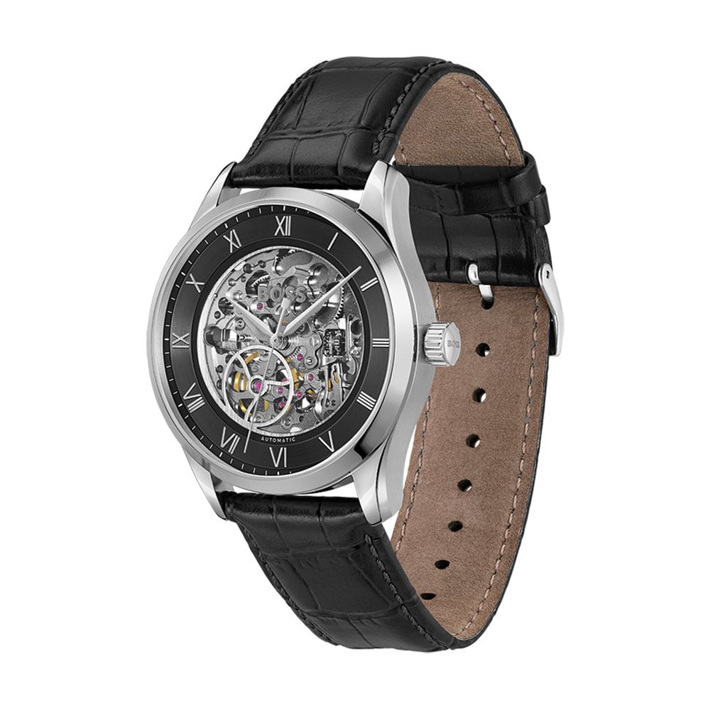 BOSS Montre BOSS Homme Principle Skeleton Automatique en Cuir 1514234