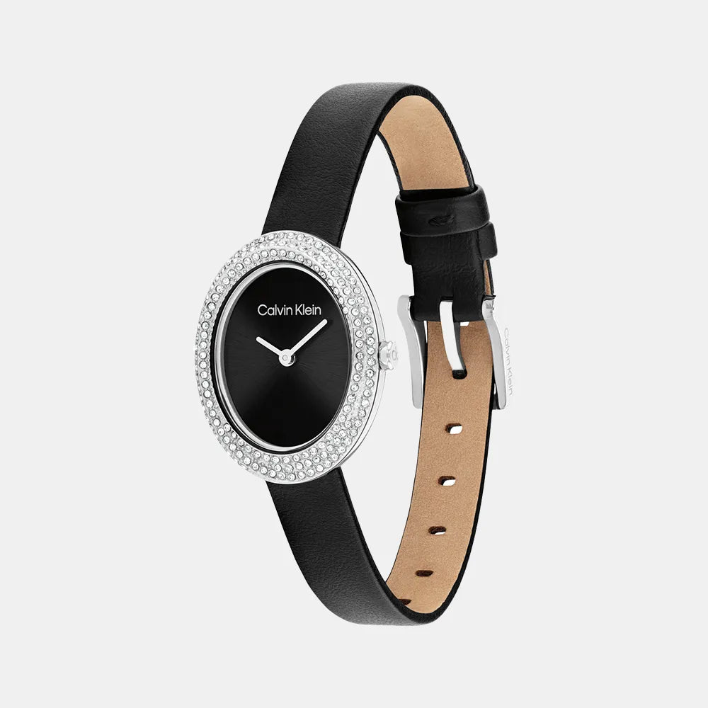 CALVIN KLEIN Montre CALVIN KLEIN Femme Twisted Bezel en Cuir Noir 25100145