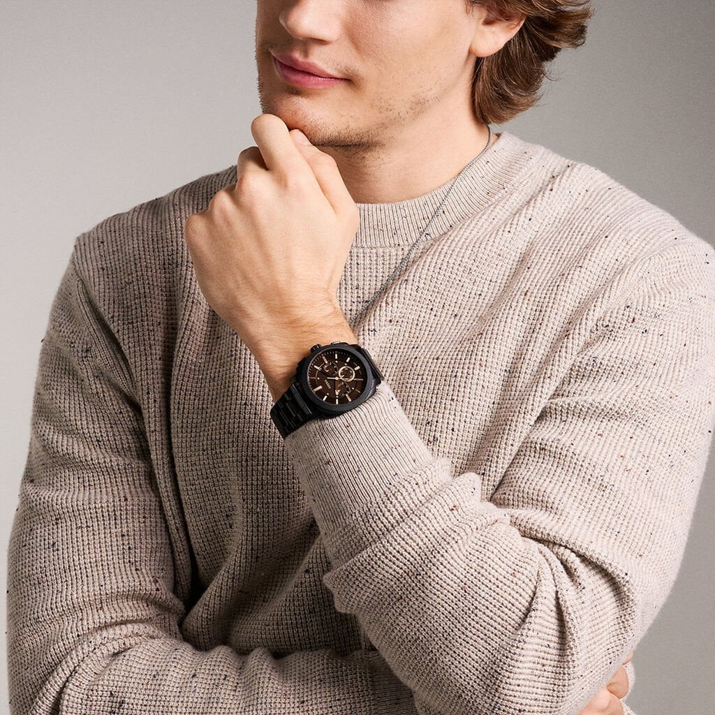 FOSSIL Montre FOSSIL Homme Machine Chronographe en Cuir FS6097