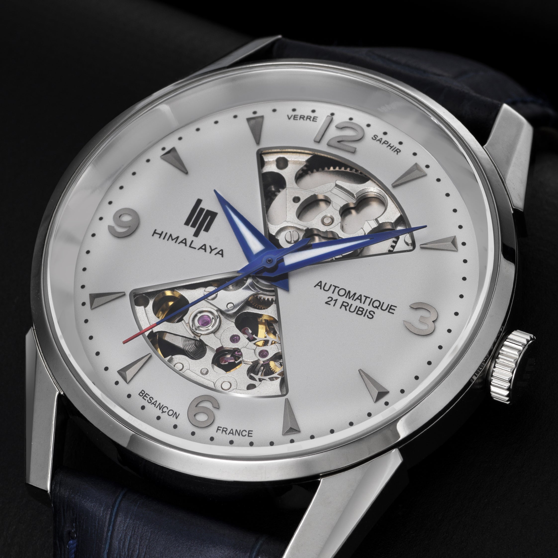 LIP Montre LIP Homme Himalaya Sablier Automatique en Cuir Bleu 671713