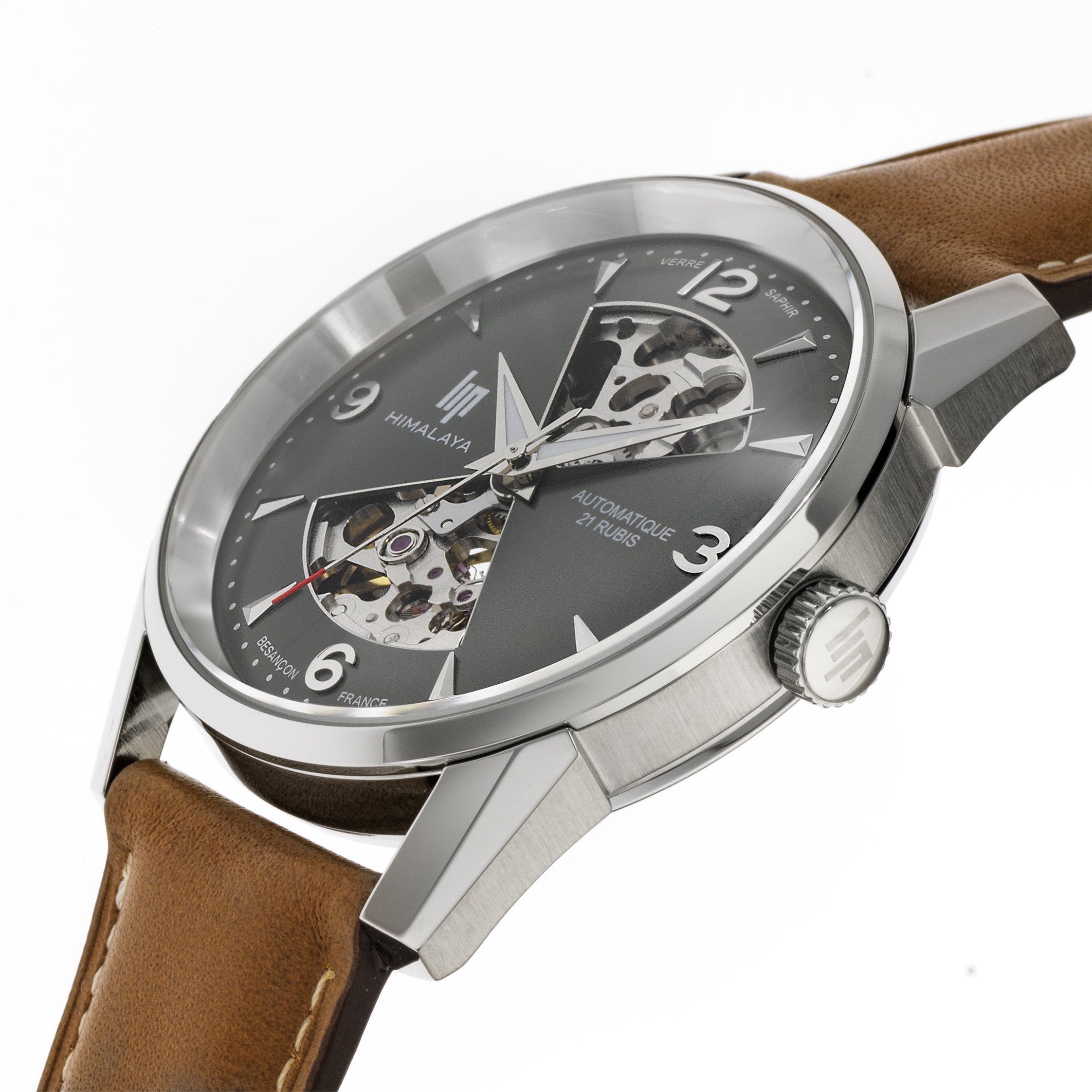 LIP Montre LIP Homme Himalaya Sablier Automatique en Cuir Marron 671572