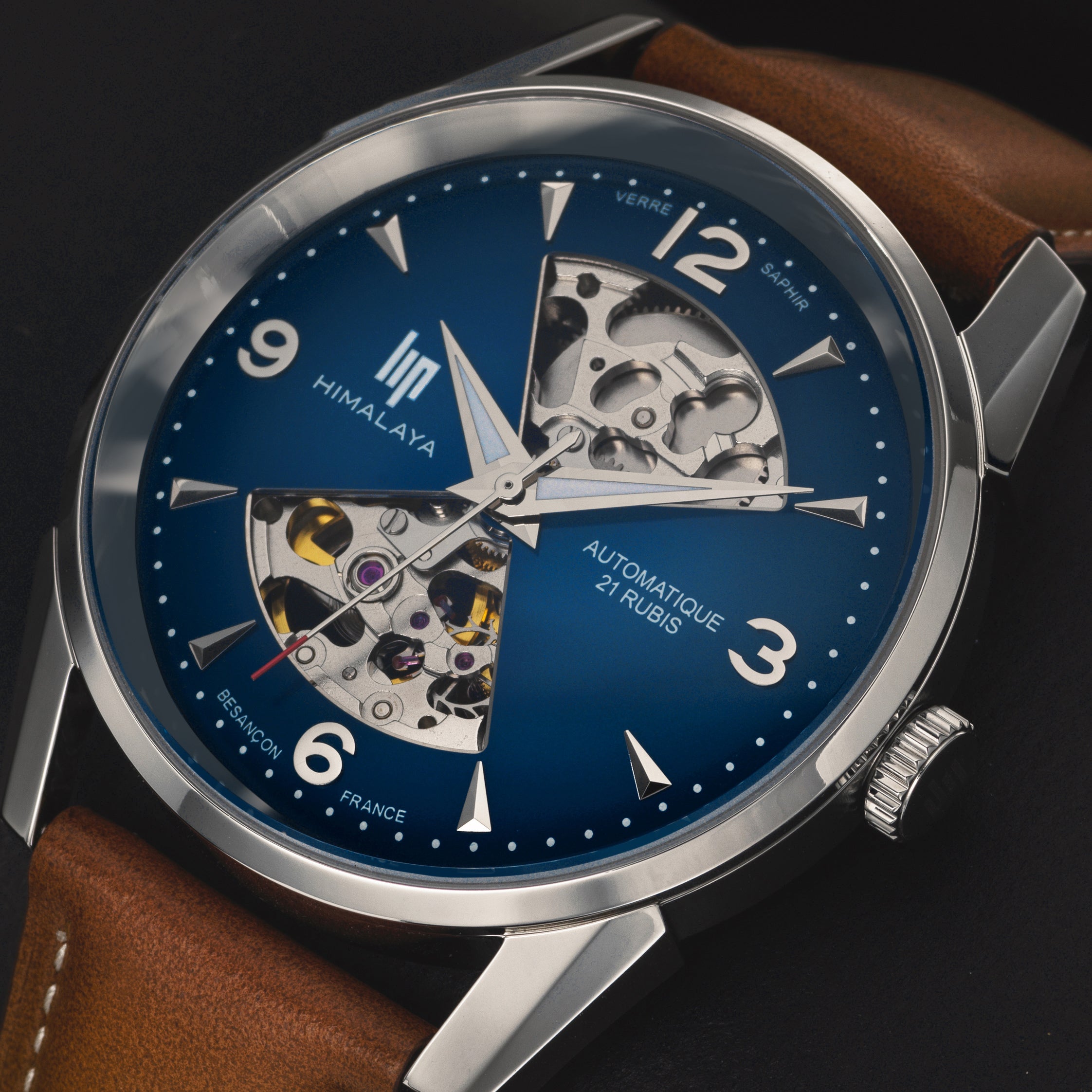 LIP Montre LIP Homme Himalaya Sablier Automatique en Cuir Marron 671575