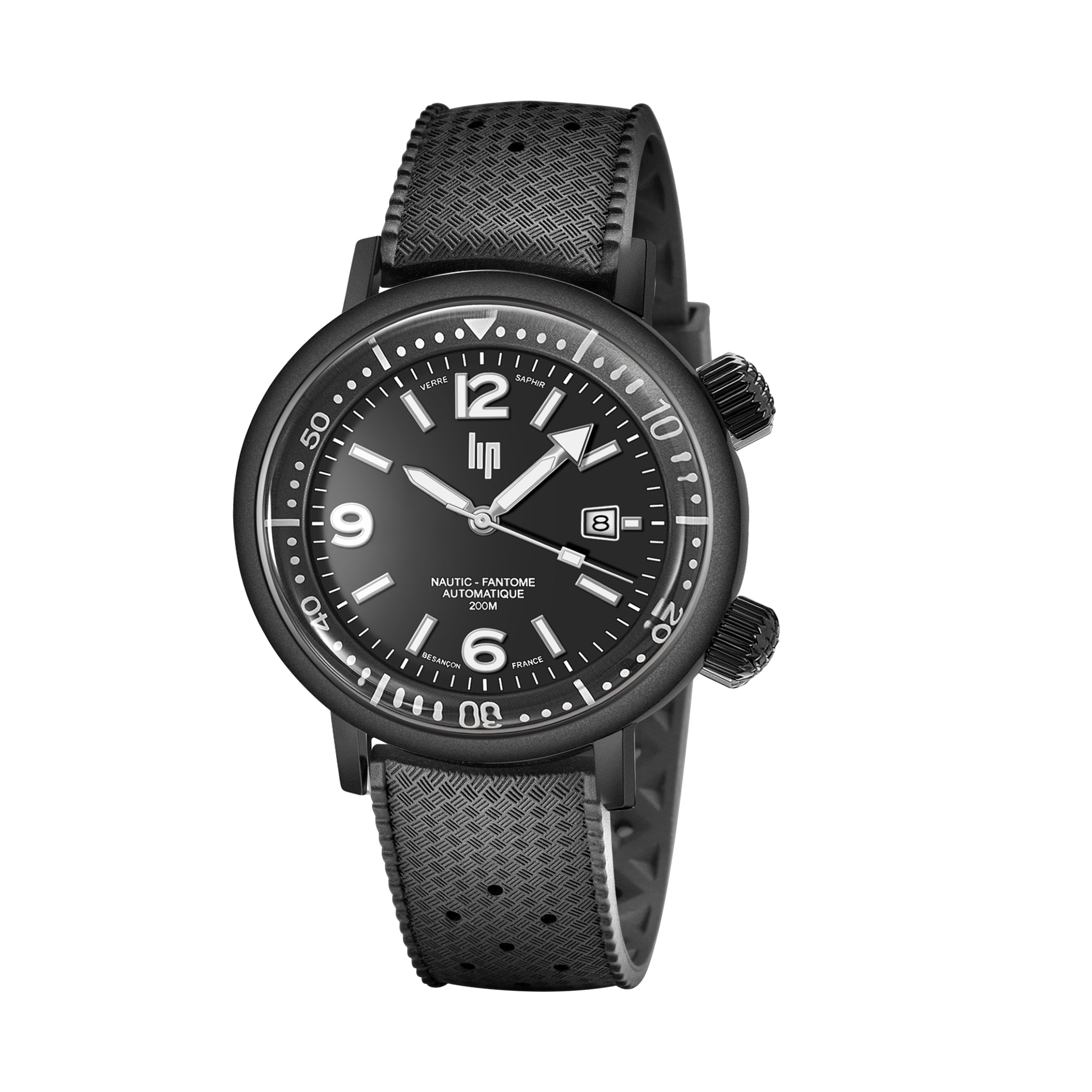 LIP Montre LIP Homme Nautic-Fantôme Automatique en Cuir Noir 671860
