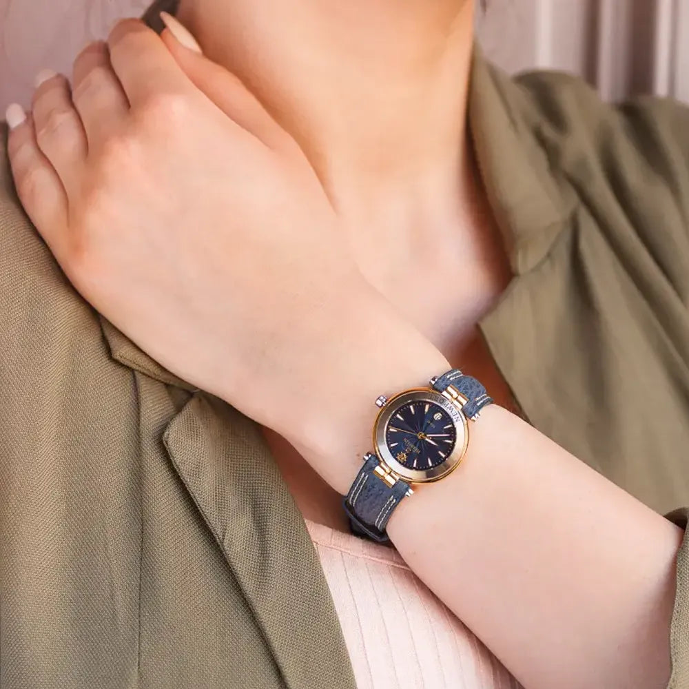 MICHEL HERBELIN Montre HERBELIN Femme Newport en Cuir Bleu 14255T35