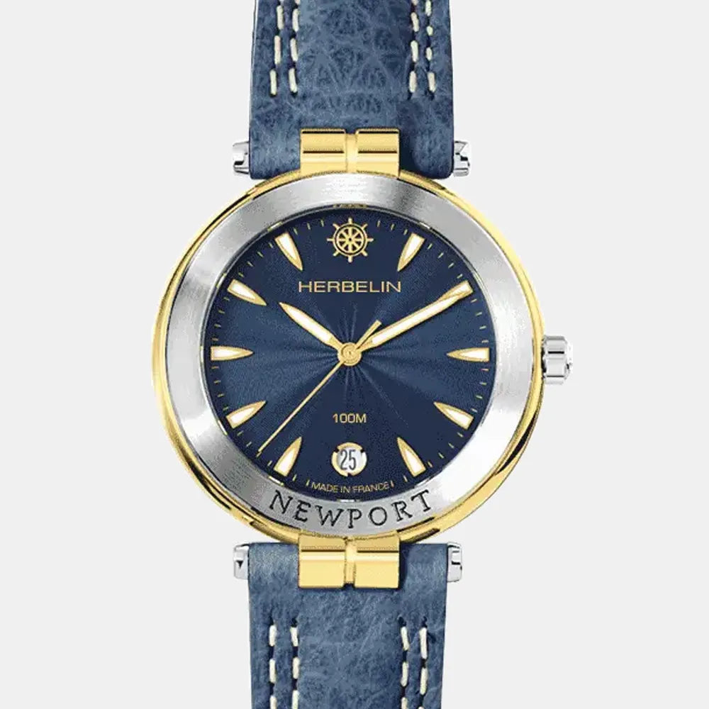 MICHEL HERBELIN Montre HERBELIN Femme Newport en Cuir Bleu 14255T35