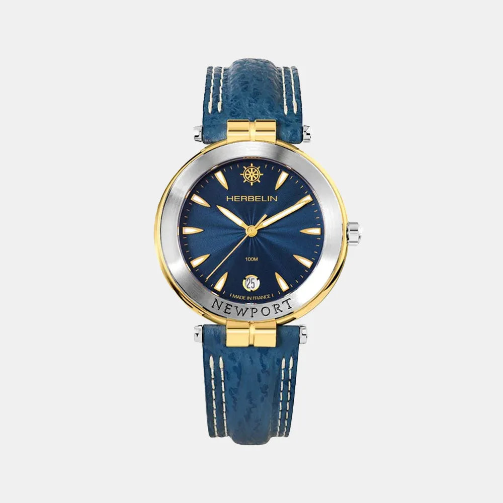MICHEL HERBELIN Montre HERBELIN Homme Newport en Cuir Bleu 12255T35