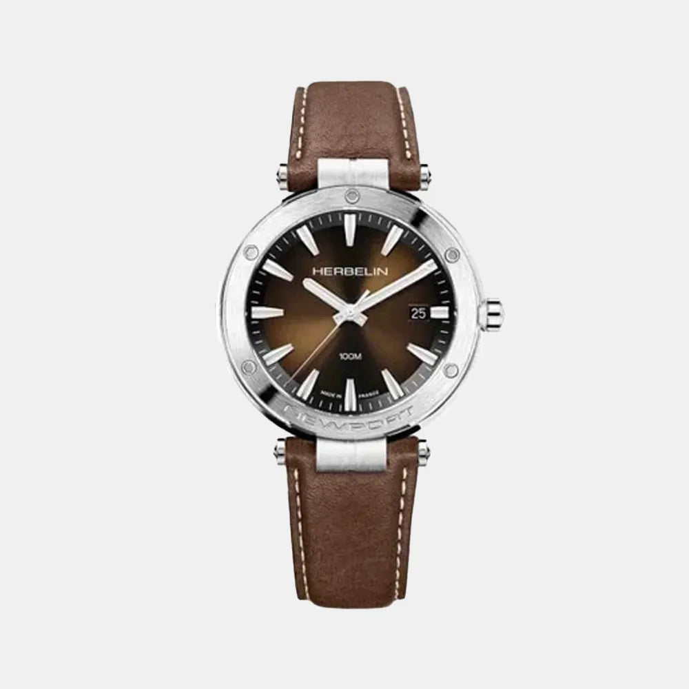 MICHEL HERBELIN Montre HERBELIN Homme Newport en Cuir Marron 12288A27MA