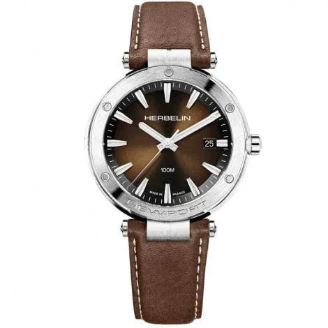 MICHEL HERBELIN Montre HERBELIN Homme Newport en Cuir Marron 12288A27MA