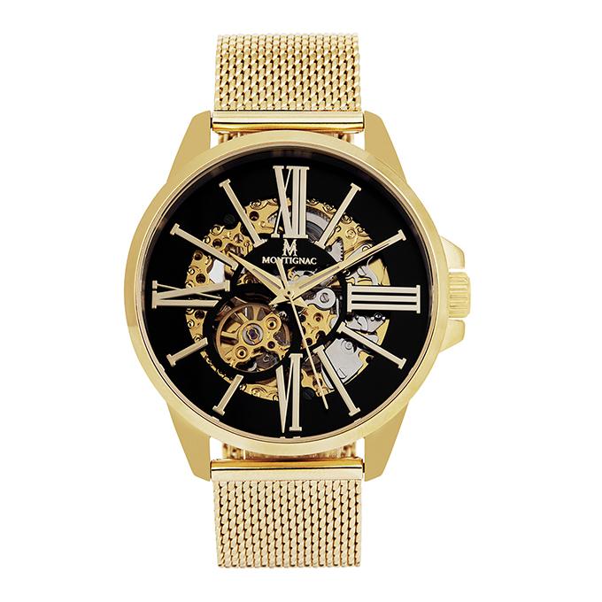 MONTIGNAC Montre MONTIGNAC Homme Automatique en Acier Milanais Doré MOW150