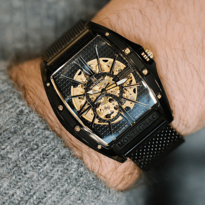MONTIGNAC Montre MONTIGNAC Homme Automatique en Acier Noir MOW1103
