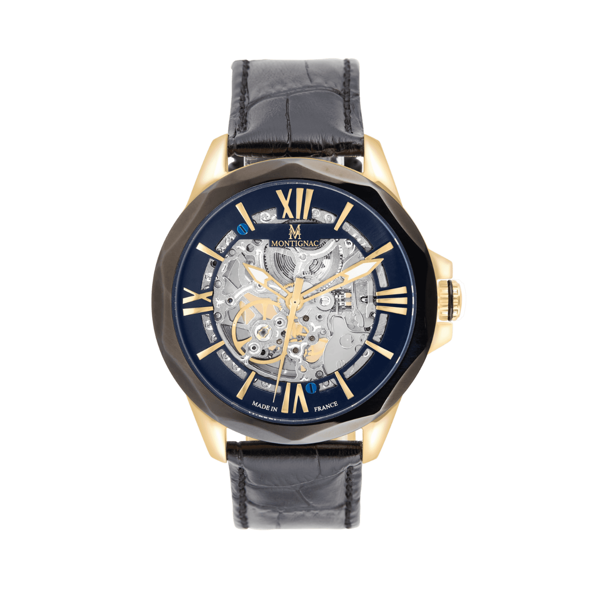 MONTIGNAC Montre MONTIGNAC Homme Automatique en Cuir Noir MOW805