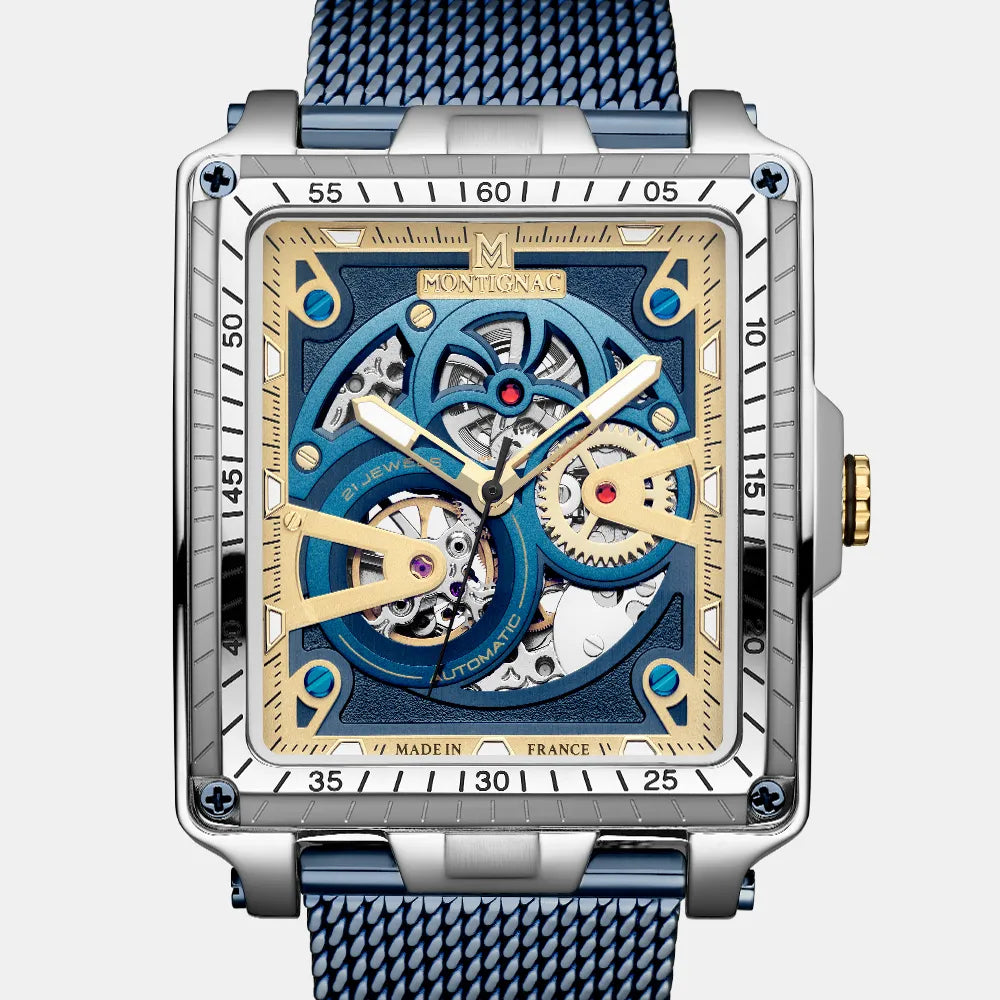 MONTIGNAC Montre Montignac Homme en Acier Milanais Bleu MOW1311