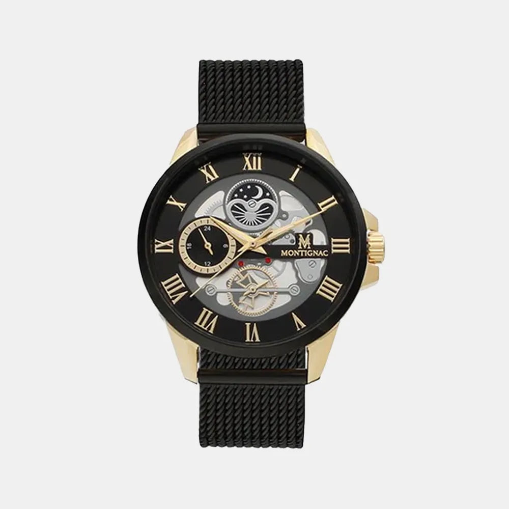MONTIGNAC Montre MONTIGNAC Homme en Acier Milanais Noir MOW158