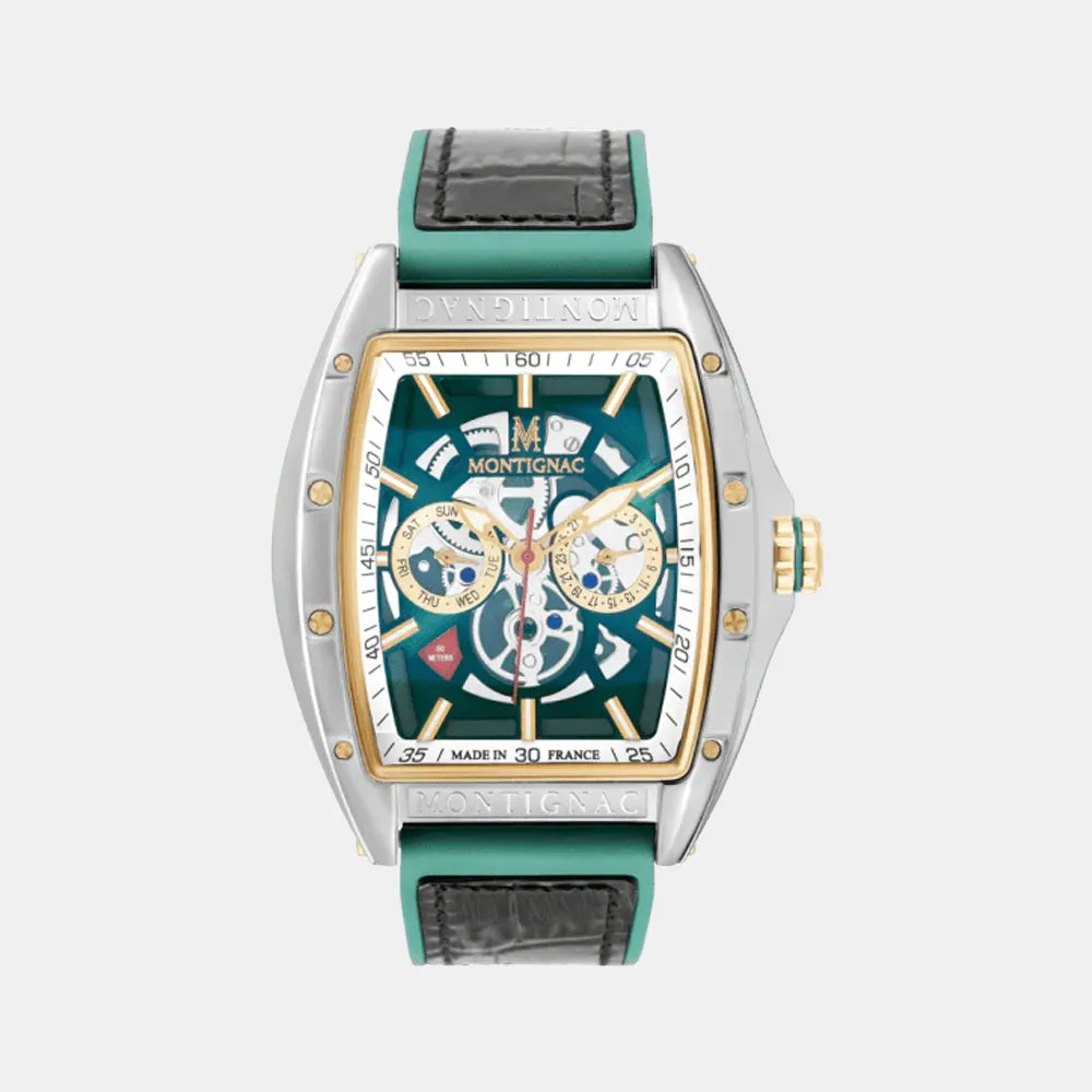 MONTIGNAC Montre MONTIGNAC Homme en Cuir Noir MOW803