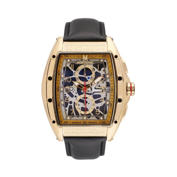 MONTIGNAC Montre MONTIGNAC Homme en Cuir Noir MOW902