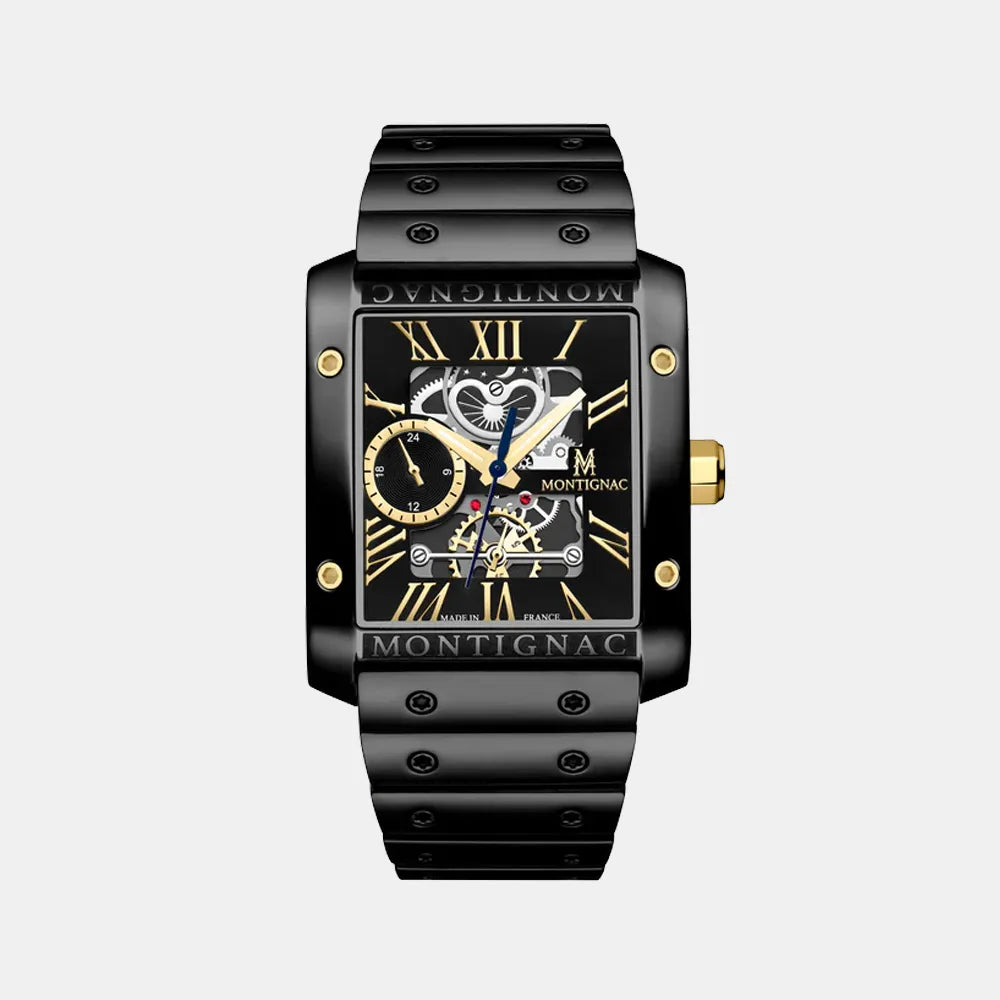 MONTIGNAC Montre MONTIGNAC Homme Multifonction en Acier Noir MOW1204