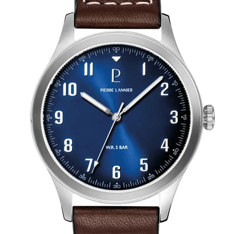 PIERRE LANNIER Montre PIERRE LANNIER Homme Aviateur en Cuir Marron 260G164