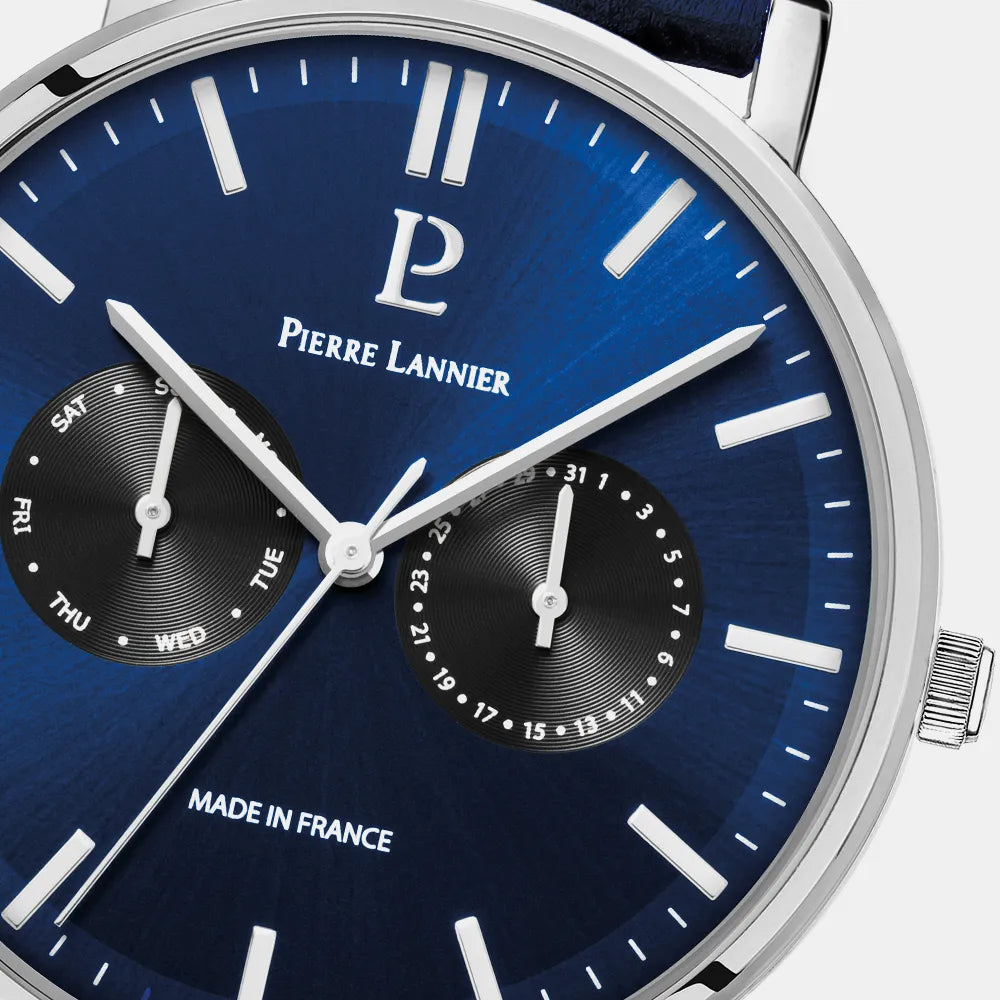 PIERRE LANNIER Montre PIERRE LANNIER Homme Essential en Cuir Bleu 206J166