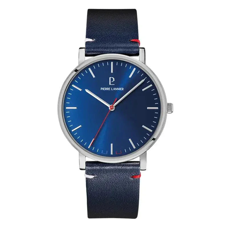 PIERRE LANNIER Montre PIERRE LANNIER Homme Essential en Cuir Bleu 217G166