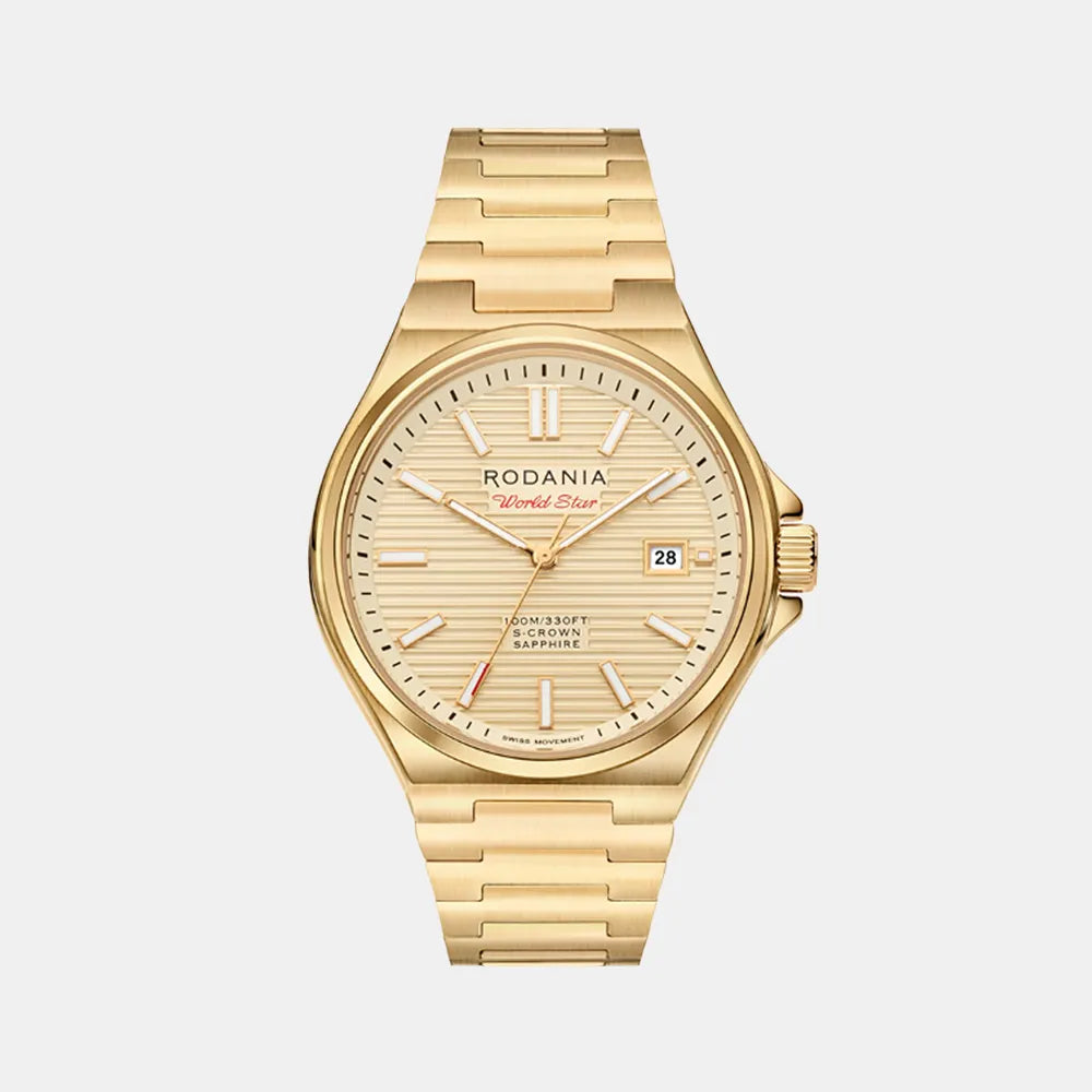 Montre RODANIA Homme World Star en Acier Doré R74005