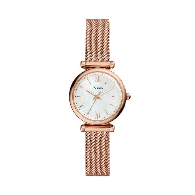 FOSSIL Montre FOSSIL Carlie Femme en Acier Milanais Doré Rose ES4433