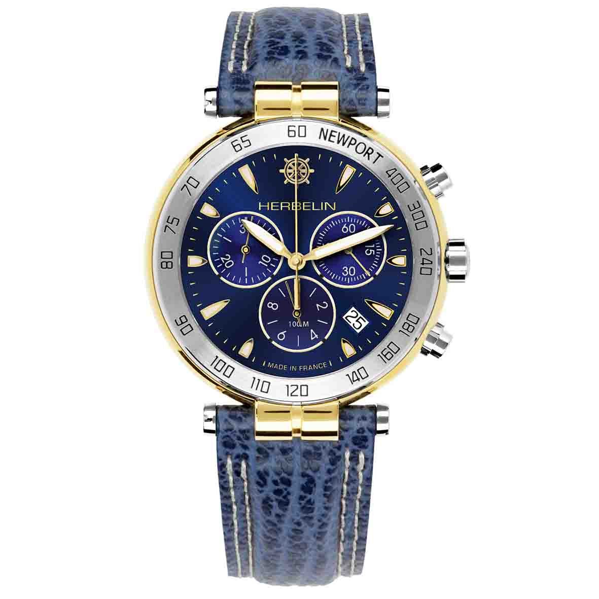 MICHEL HERBELIN Montre MICHEL HERBELIN Newport Chronographe en cuir 37654T35