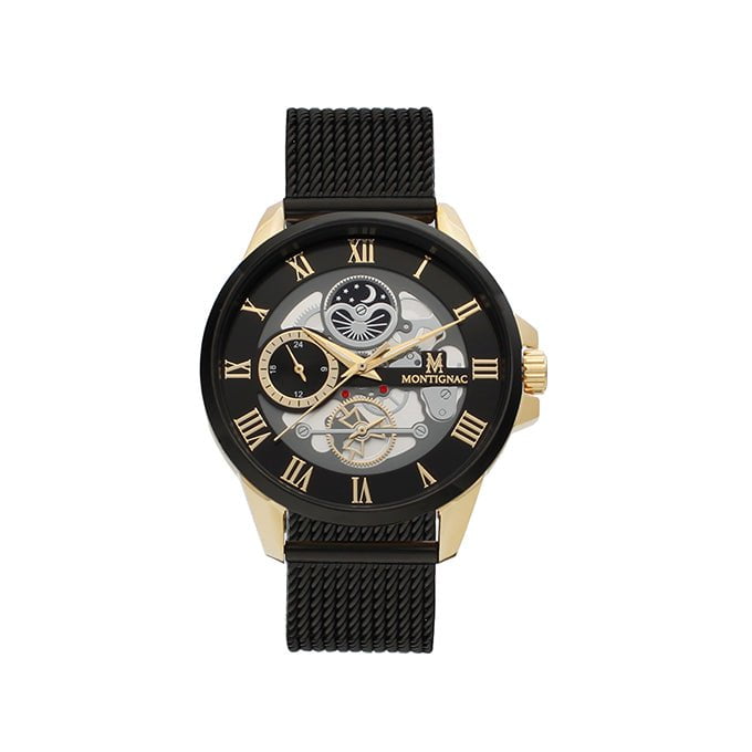 MONTIGNAC Montre MONTIGNAC Homme en Acier Milanais Noir MOW158