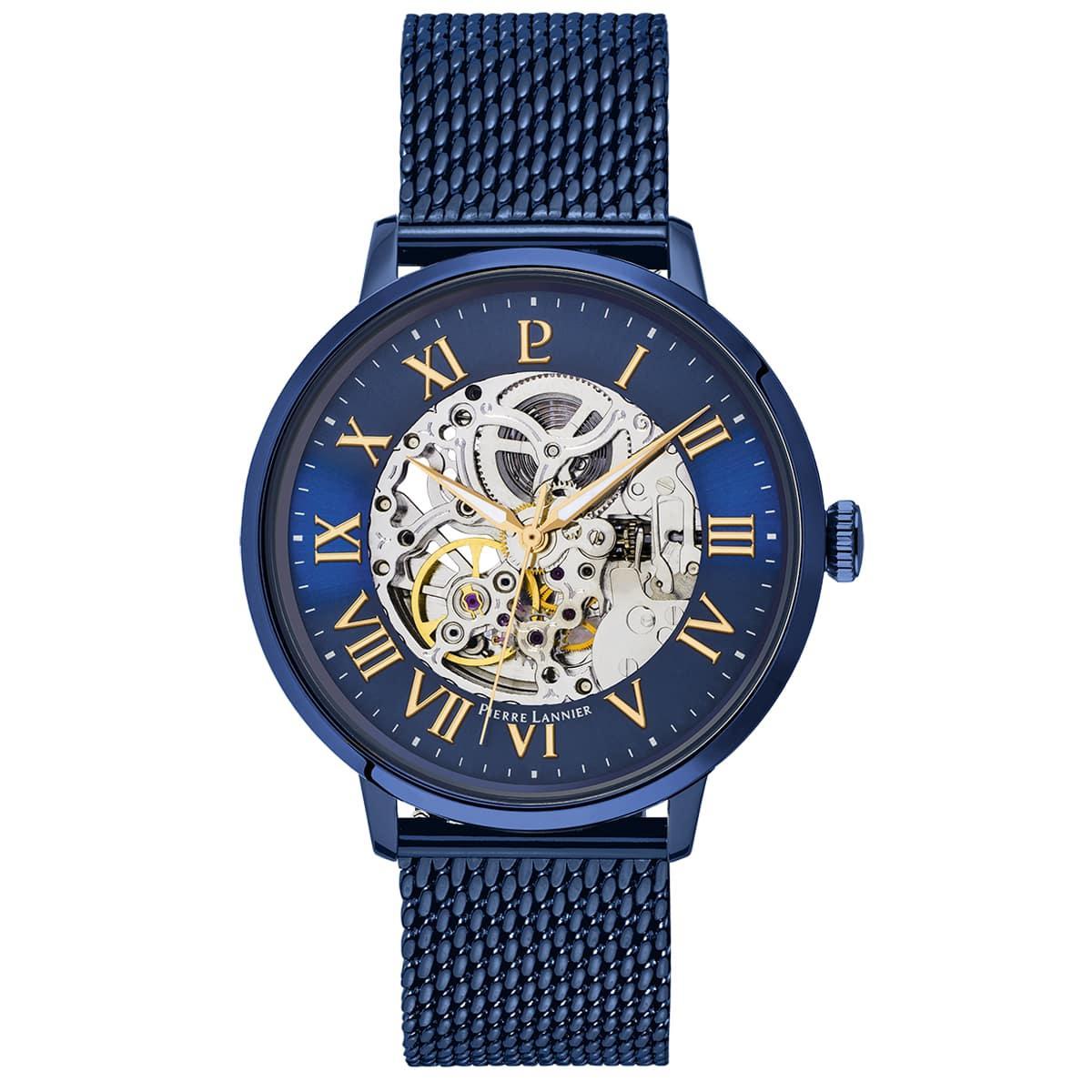 Montre PIERRE LANNIER Homme Automatic en Acier Milanais Bleu 318B468