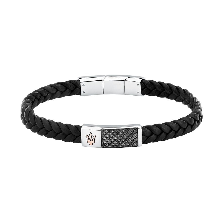 BIJOUX MASERATI Bracelet MASERATI BIJOUX Homme en Cuir Noir JM424AVE26