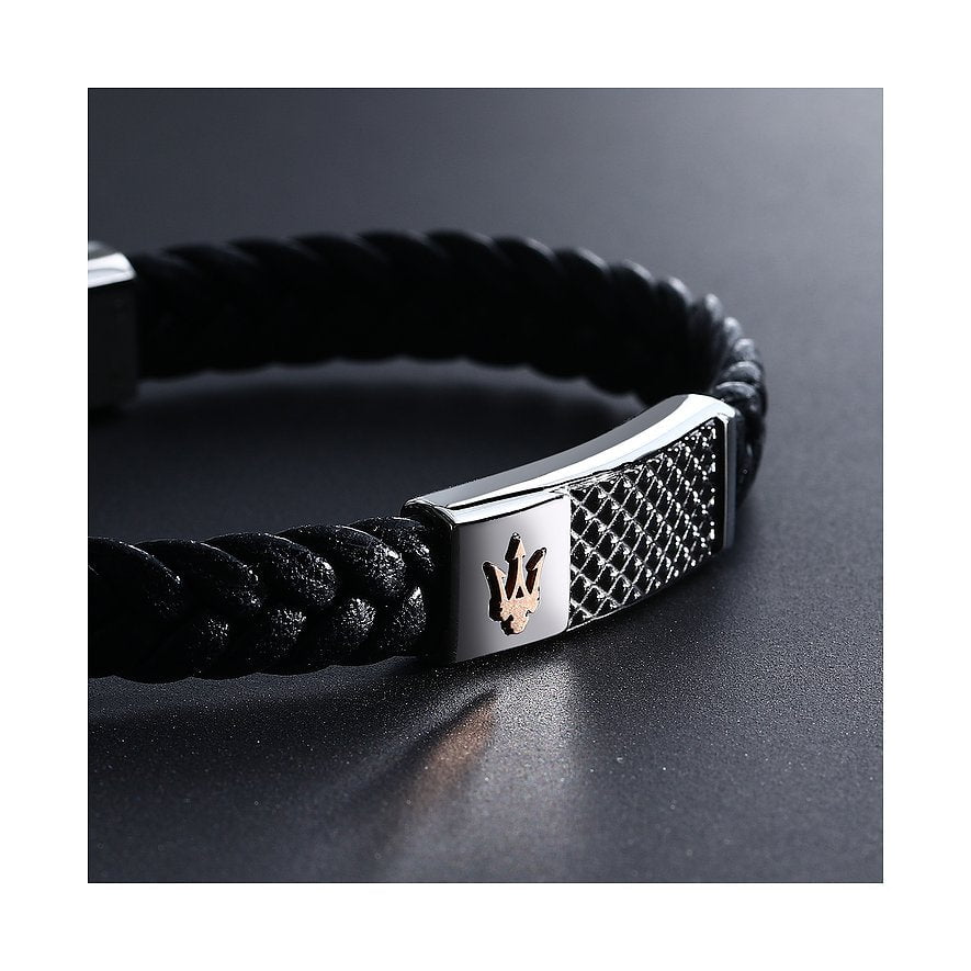 BIJOUX MASERATI Bracelet MASERATI BIJOUX Homme en Cuir Noir JM424AVE26
