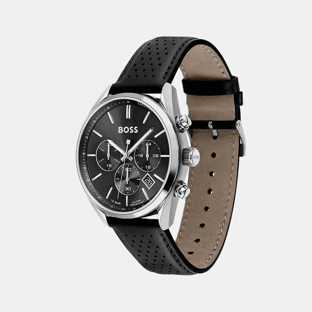 BOSS Montre BOSS Homme Champion Chronographe en Cuir Noir 1513816