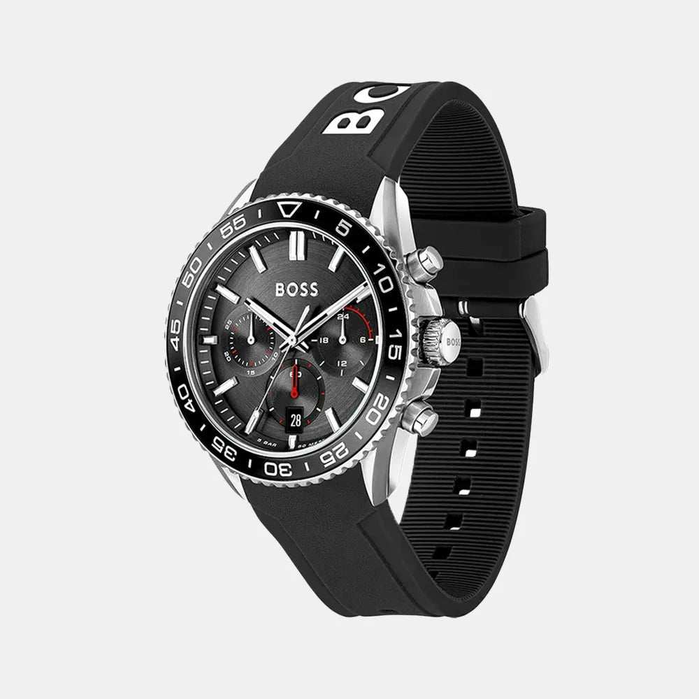 BOSS Montre BOSS Homme Runner Chronographe en Silicone Noir 1514141
