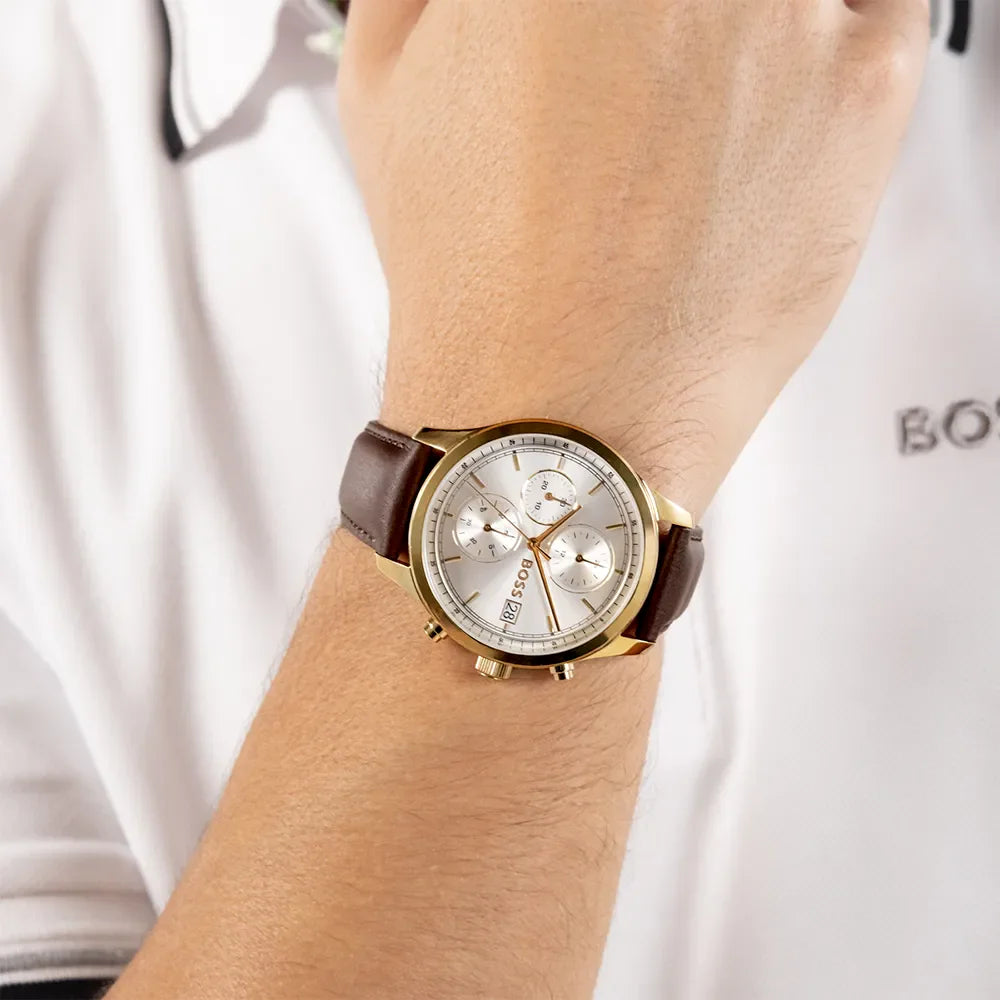 BOSS Montre BOSS Homme Stratus en Cuir Marron 1514327