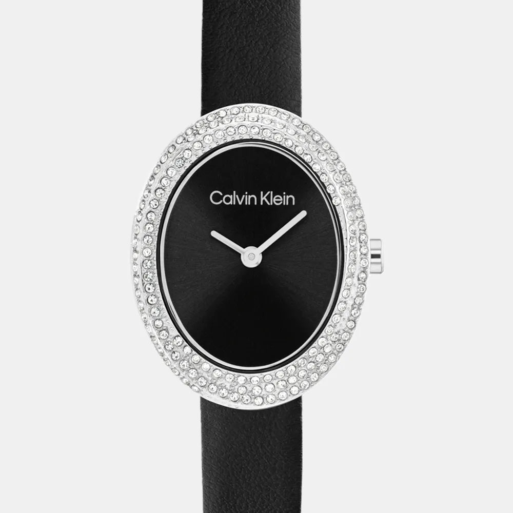 CALVIN KLEIN Montre CALVIN KLEIN Femme Twisted Bezel en Cuir Noir 25100145