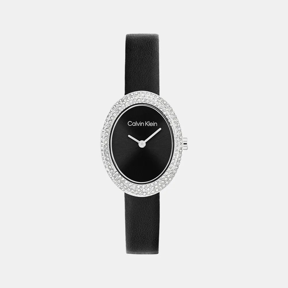 CALVIN KLEIN Montre CALVIN KLEIN Femme Twisted Bezel en Cuir Noir 25100145