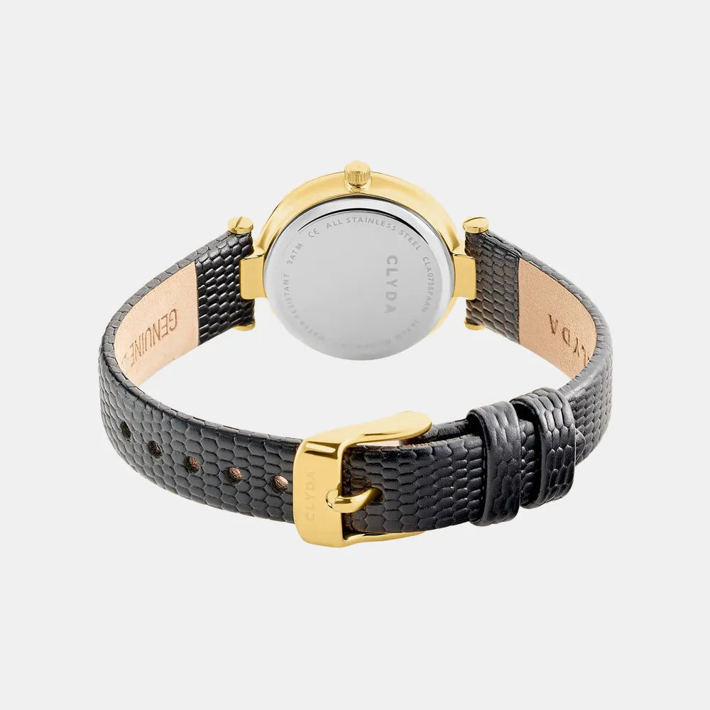 CLYDA Montre CLYDA Femme en Cuir Noir CLA0755PAAN