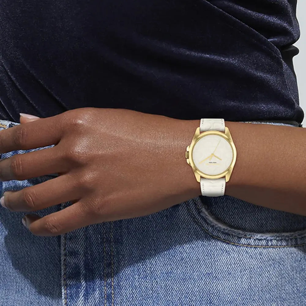 COACH Montre COACH Femme Greyson en Cuir Blanc 14504141