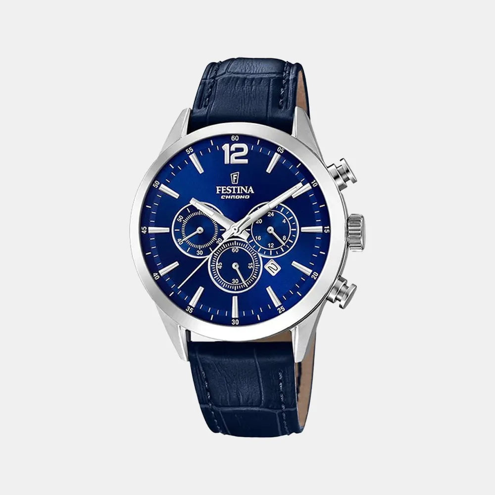 FESTINA Montre FESTINA Homme Timeless Chronographe en Cuir Bleu F20542/2