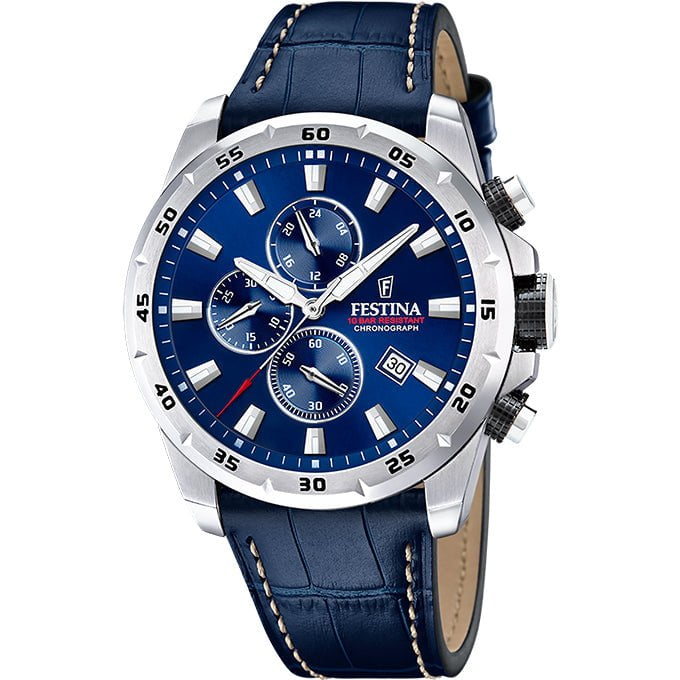 FESTINA Montre FESTINA Homme Timeless Chronographe en Cuir Bleu F20692/2