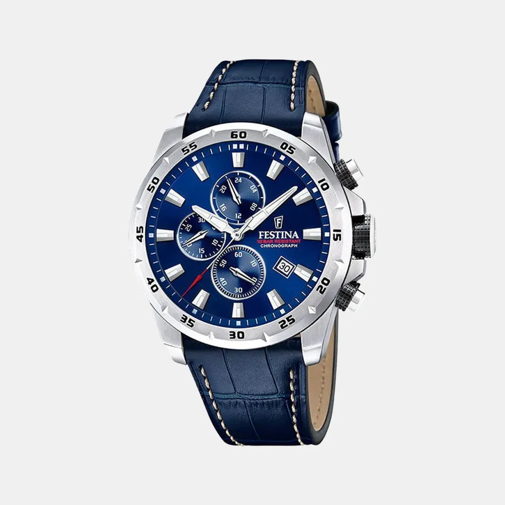 FESTINA Montre FESTINA Homme Timeless Chronographe en Cuir Bleu F20692/2