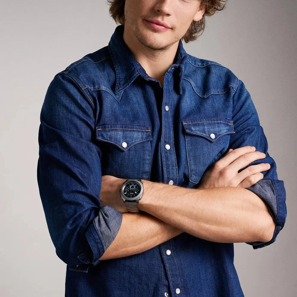 FOSSIL Montre FOSSIL Homme Machine Chronographe en Acier FS6098