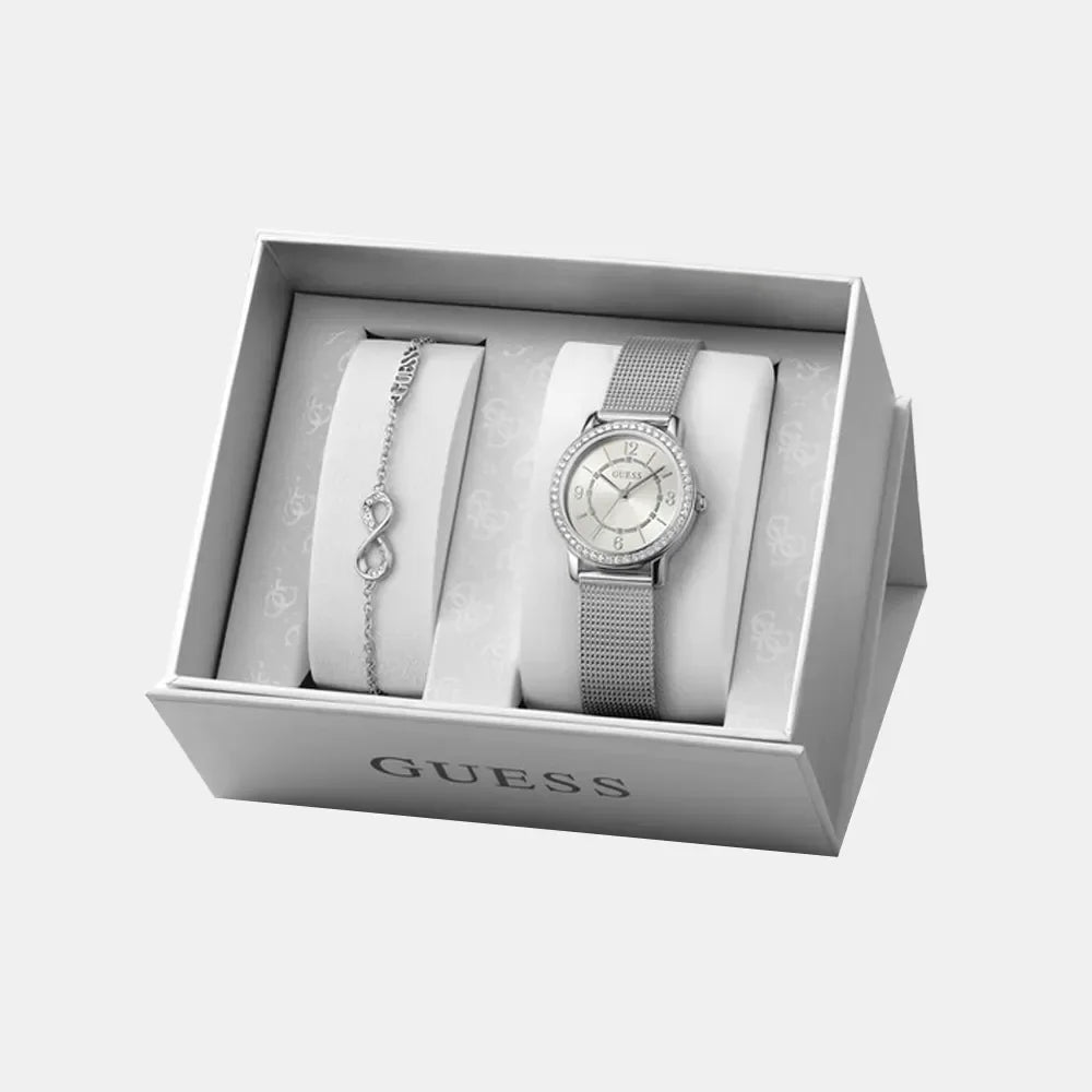 GUESS Montre GUESS Femme Melody en Acier Argenté - Coffret avec Bracelet JUBS01536JWRHS