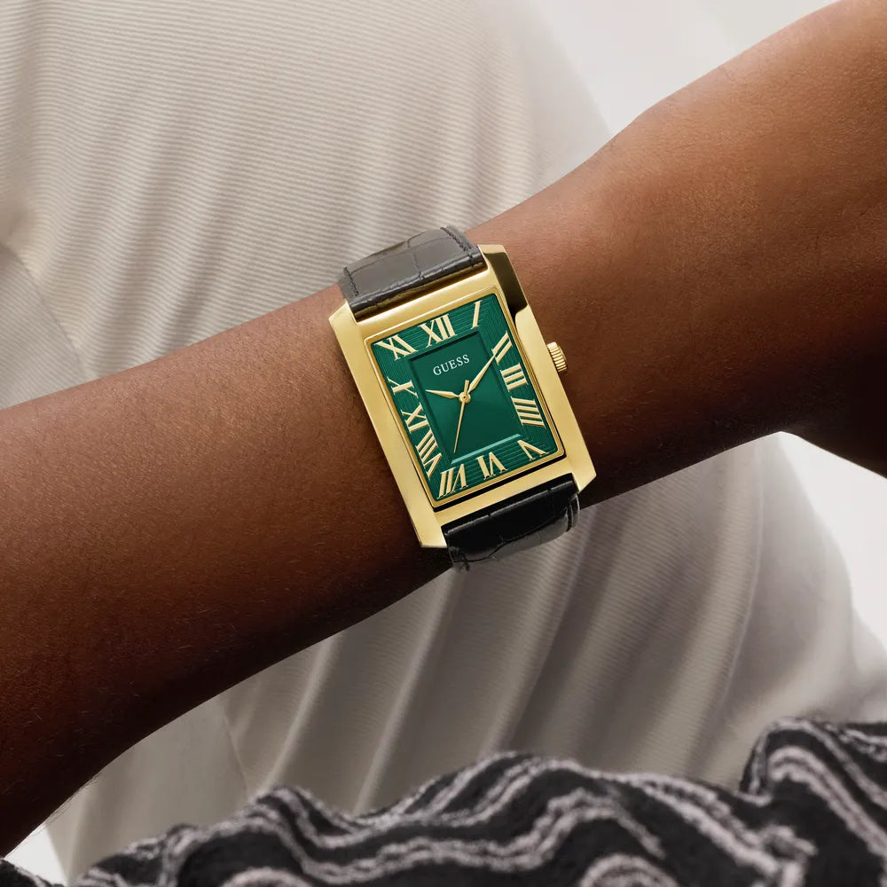 GUESS Montre GUESS Homme CLYDE en Cuir Noir GW1003G3