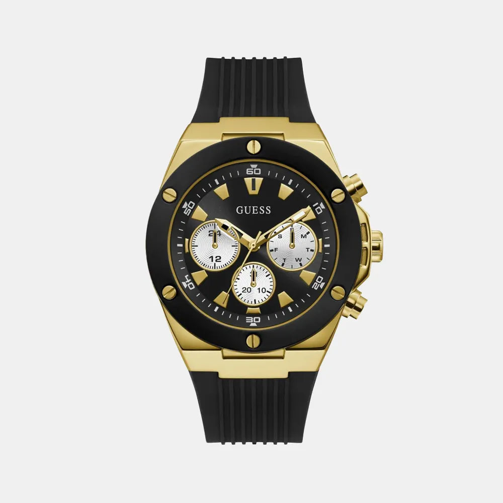 GUESS Montre GUESS Homme Poseidon en Silicone Noir GW0057G1
