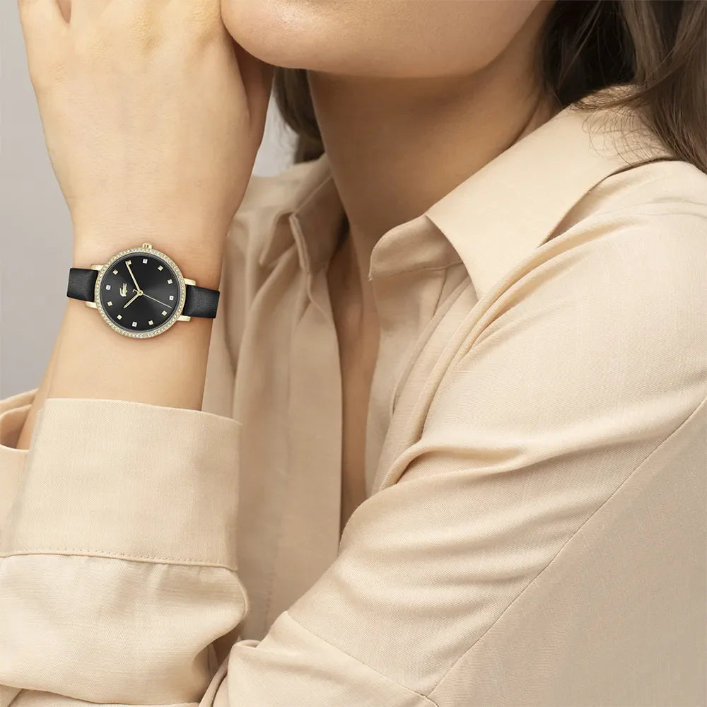 GUESS Montre LACOSTE Femme Riga en Cuir Noir 2001489