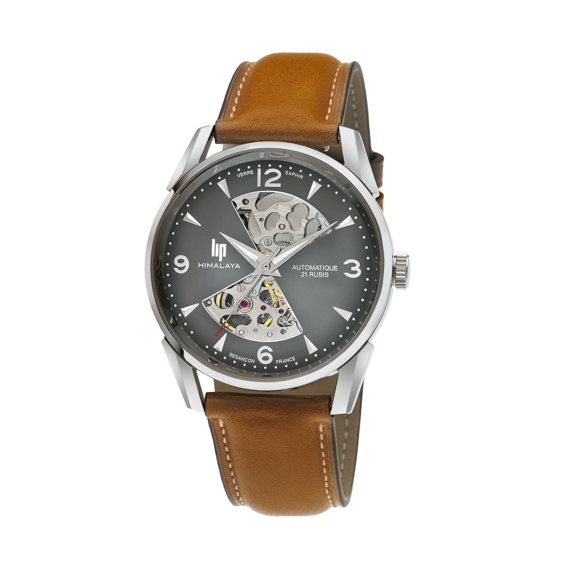 LIP Montre LIP Homme Himalaya Sablier Automatique en Cuir Marron 671572