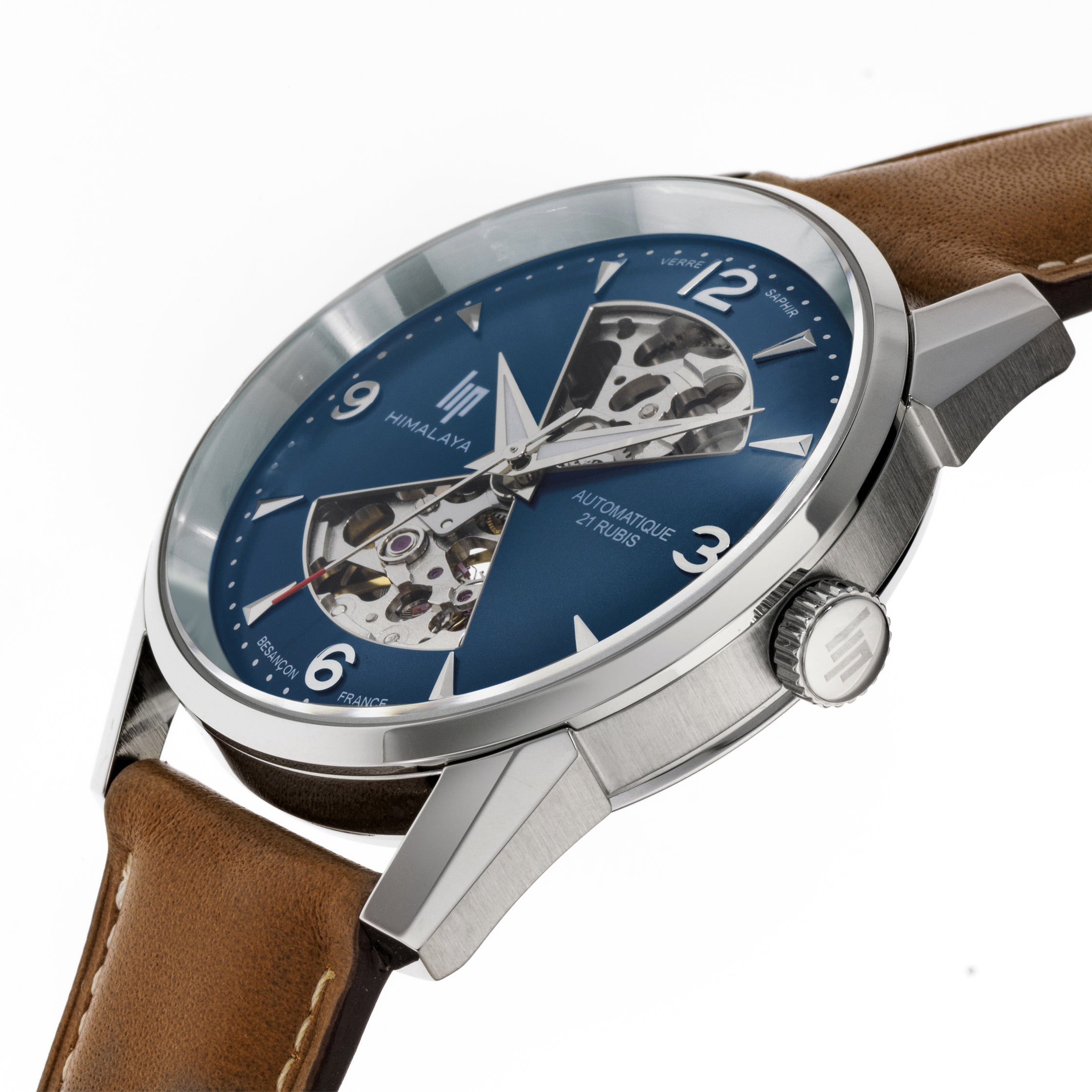 LIP Montre LIP Homme Himalaya Sablier Automatique en Cuir Marron 671575